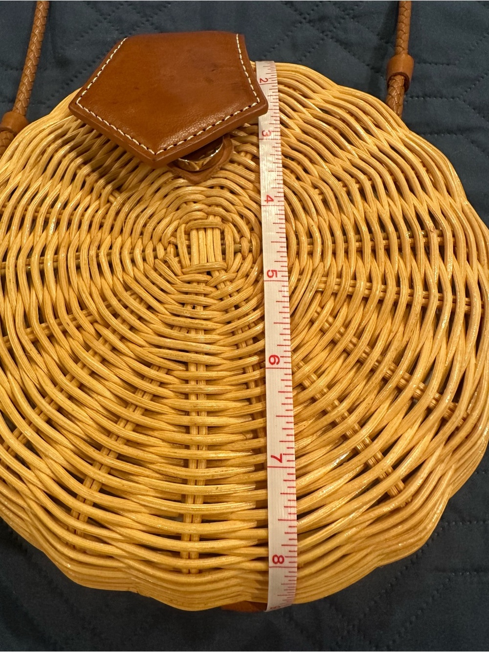 J. McLaughlin Round Woven Crossbody in Tan and Cognac - Picture 12 of 16